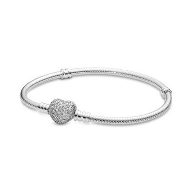 Armband 19cm - silber - Zirkonia - Herz