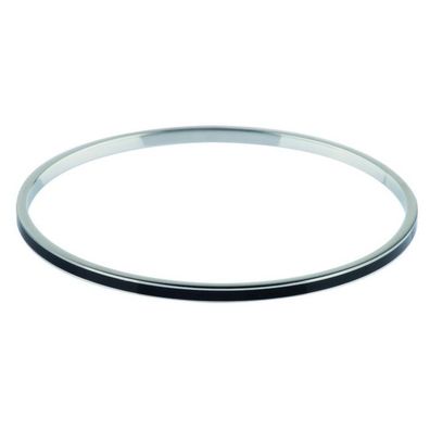 Armreif - Edelstahl Keramik - Schlupfreif - silber