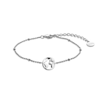 Armkette -Wanderlust - Silber - Weltkarte
