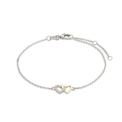 Armband 18cm - Bicolor 375 - Herz Diamant 0,025ct