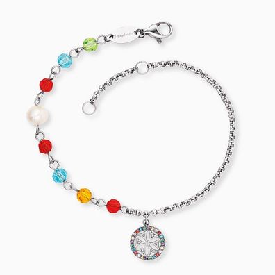 Armkette - Stahl - Boho Lebensblume - farbig