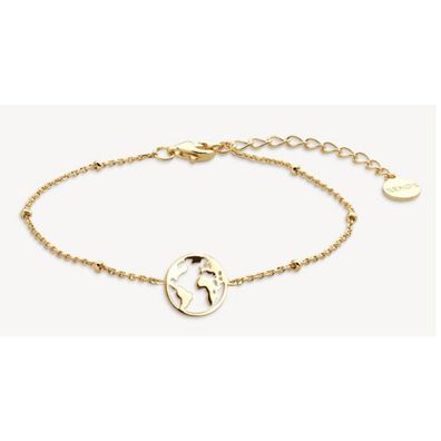 Armkette -Wanderlust - Silber - Weltkarte - gold