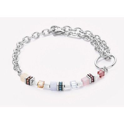 Armband - Edelstahl - GeoCube Silber Pastell