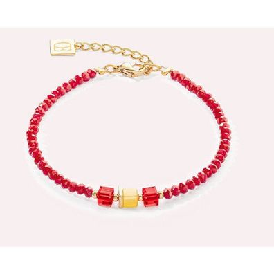 Armband - Edelstahl gold - Glas rot