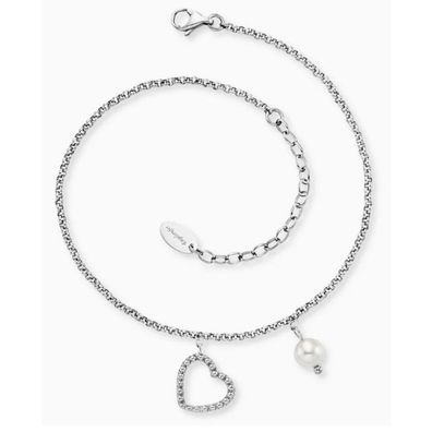 Fußkette - Stahl - Herz Perle