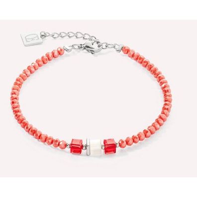 Armband - Edelstahl gold - Glas koralle