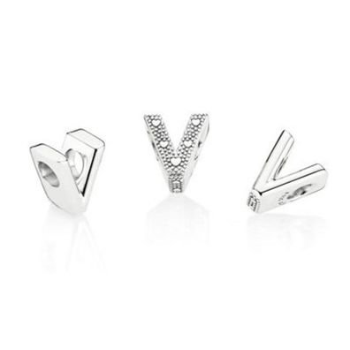 Bead - Silber - Charm letter V