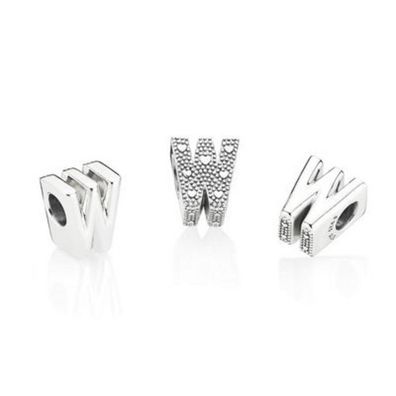 Bead - Silber - Charm letter W