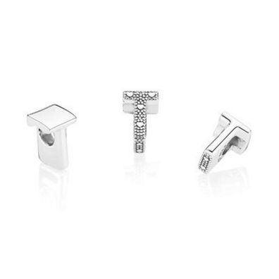 Bead - Silber - Charm letter T
