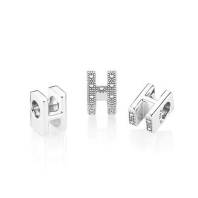 Bead - Silber - Charm letter H