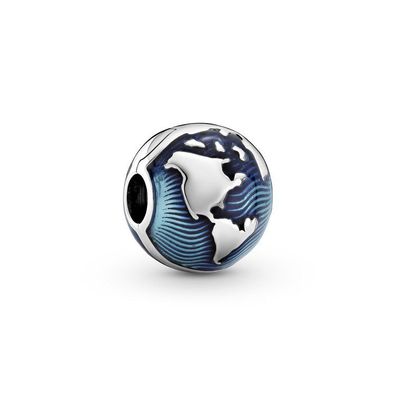 Charm Stopper - Silber - Blauer Globus Clip