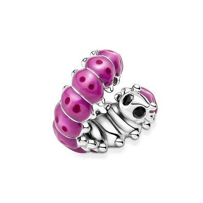 Bead - Silber - Charm rosa Raupe