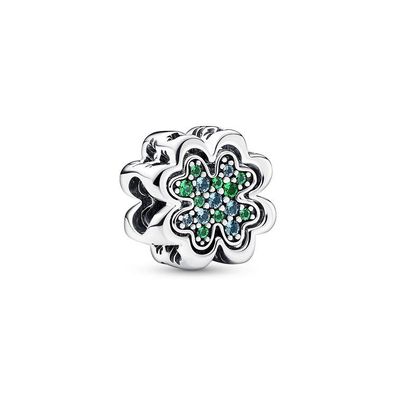 Bead - Silber - Charm Vierblättriges Kleeblatt
