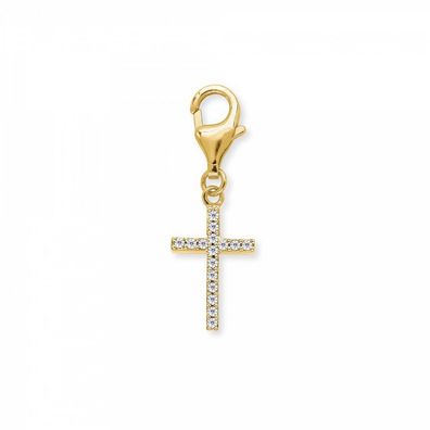 Charm - Silber - Kreuz vergoldet Steine