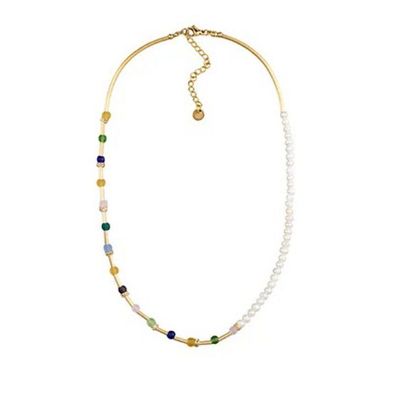 Fußkette 27cm - Edelstahl - Farbsteine Perlen