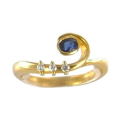 Ring 54 - Gelbgold 750 - Saphir - Brillanten