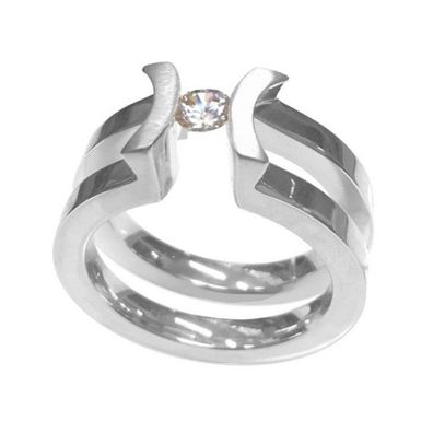Ring 55 - silberfarben - Edelstahl Zirkonia