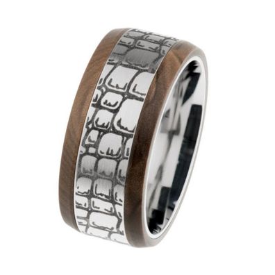 Ring 58 - steel works - braun - Edelstahl Holz