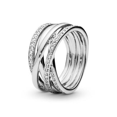 Ring 50 - Sterlingsilber - Verschlungen Steine