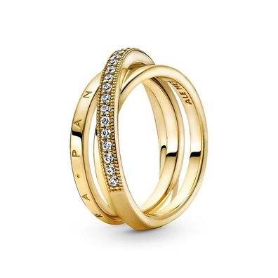 Ring 58 - Vergoldet - gekreuztes Pavé