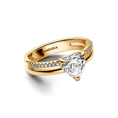 Ring 60 - vergoldet - Doppelband Herz Ring