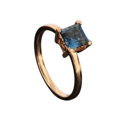 Ring 56 - Gold 585 - Blautopas carée