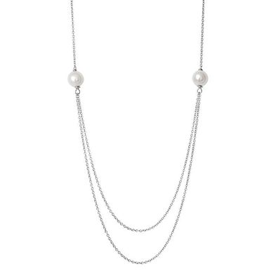 Collier - Velvet Garden - Doppelkette Silber Perle