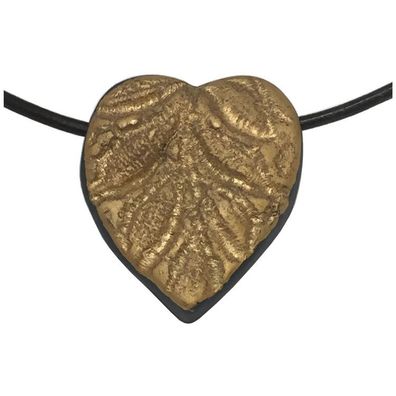 Anhänger - Herz - Porzellan - schwarz/gold