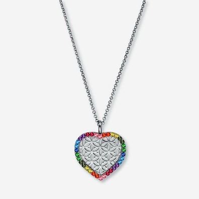 AnhängerKette - Silber - Lebensblume Herz - multi
