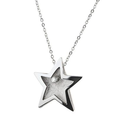 Collier - Edelstahl - Stern Brillant 0,02ct