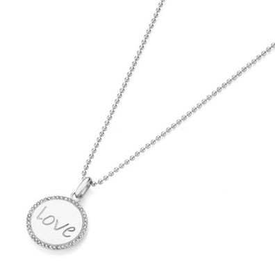 Collier - Edelstahl Kristall - Love - silberfarben