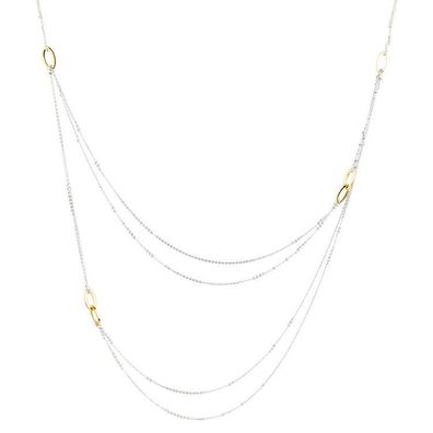 Halskette 90 - Edelstahl bicolor - Layering Optik