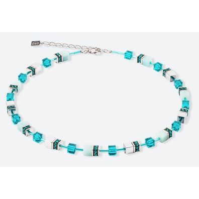 Collier - Edelstahl - GeoCube Silber Grün