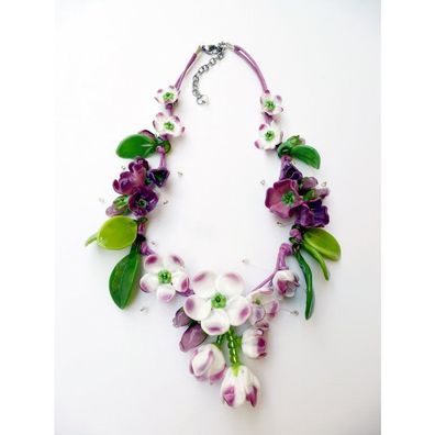 Collier - Unikat Glaskunst - Apfelblüten