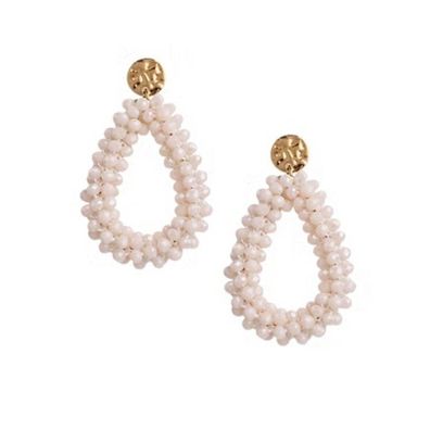 Ohrhänger - Stahl Gold - Glassteine rosa