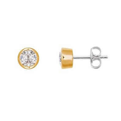 Ohrstecker - Zirkonia 7mm - Silber goldfarben