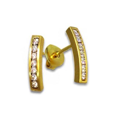 Ohrstecker - Edelstahl Zirkonia - goldfarben