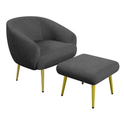 Moderner Sherpa-Polsterstuhl mit Fußhocker, ergonomisch, goldene Beine, luxuriös