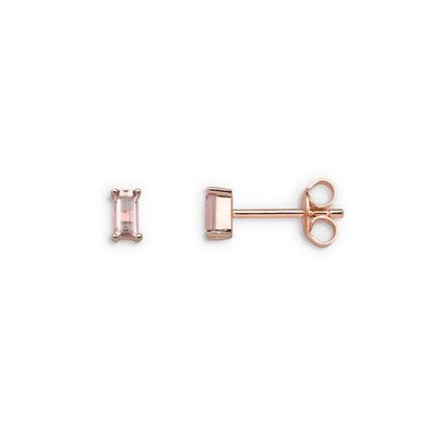 Ohrstecker - Roségold 375 - Rosenquarz eckig