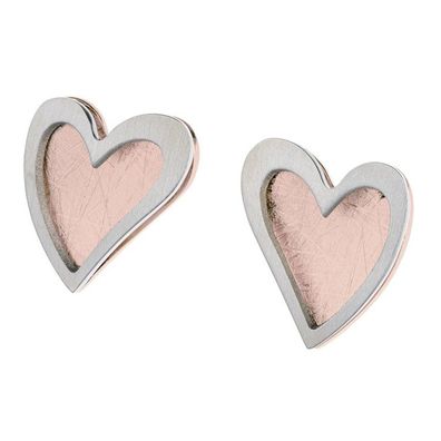 Ohrstecker - Edelstahl - Herz bicolor rosé