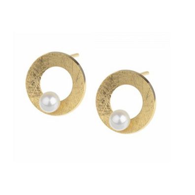 Ohrstecker - Stahl IP Gold - Süßwasserzuchtperle