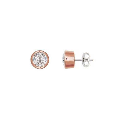 Ohrstecker - Zirkonia 8,0 mm - Silber rosé