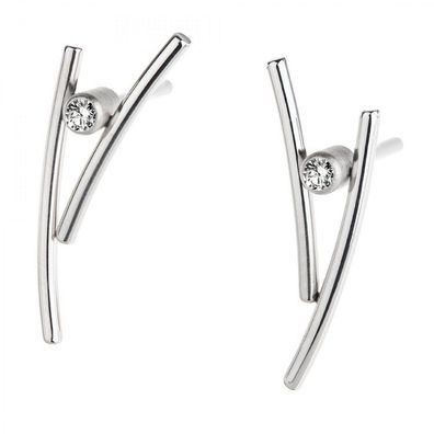 Ohrstecker - Edelstahl poliert - Brillanten 0,04ct