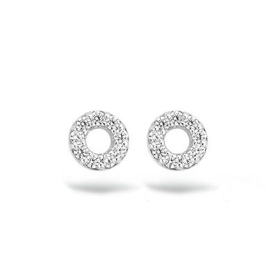 Ohrstecker - Weißgold 585 14K - Zirkonia - Donuts