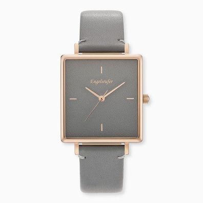 Uhr - Colour - Lederband roségoldfarben-grau