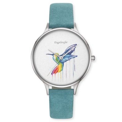 Uhr - Paradise - Colibri - Lederband türkis