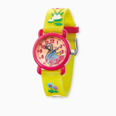 Kinderuhr - Schwan multicolor - gelb-rot