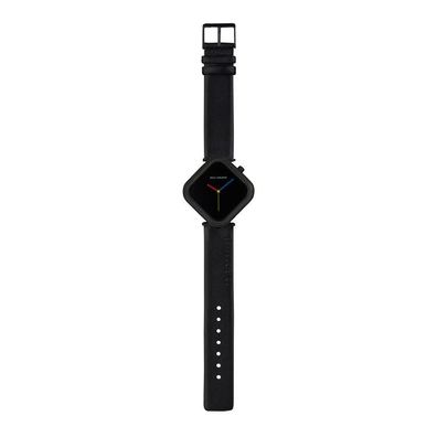 Uhr - Big Corner - Schwarz - Leder