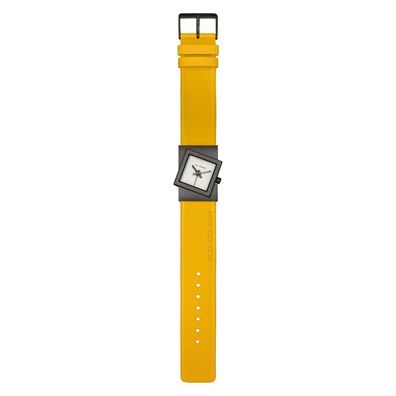 Uhr - Turn-S - Edelstahl - Leder gelb