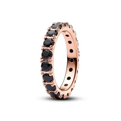 Ring 60 - Rosévergoldet - Schwarze Steine